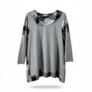 Habitat Plaid Cowl Neck Tunic Top Women‎ L Long Sleeve Casual Chic